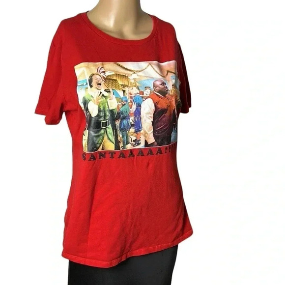 ELF  The movie,T shirt,women Large .Red,santaaaa!!!Will Ferrel Christmas T shirt - Picture 9 of 12